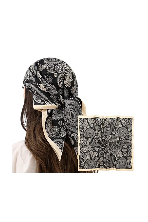 RIIQIICHY Foulard Femme Écharpe Etole Carré Bandana Multi-motifs70x70cm