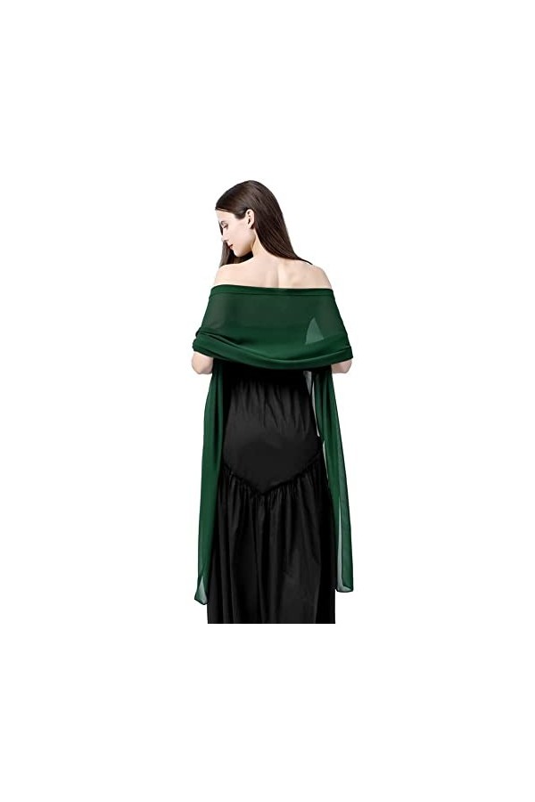 Ladiery Châle en mousseline de soie pour femme - Grande taille - Léger et doux, vert foncé, 240*65 CM/95*25 INCH