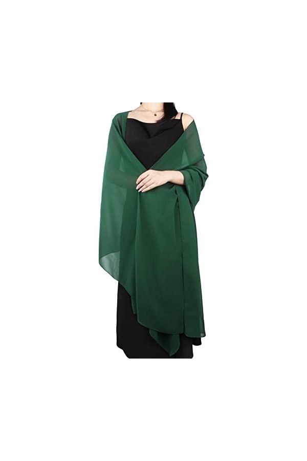 Ladiery Châle en mousseline de soie pour femme - Grande taille - Léger et doux, vert foncé, 240*65 CM/95*25 INCH