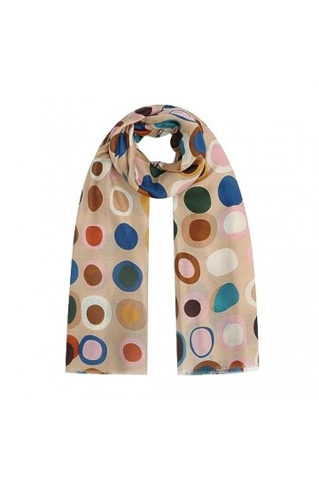 Ever Bloom Écharpe pour femme avec motif à pois coloré, foulard coloré pour femme pour automne et hiver, beige, taille unique