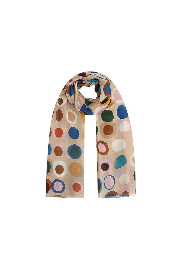 Ever Bloom Écharpe pour femme avec motif à pois coloré, foulard coloré pour femme pour automne et hiver, beige, taille unique