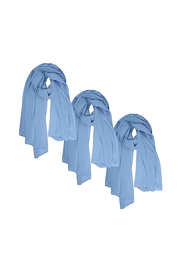 Love My Fashions® Écharpe en mousseline de soie pour femme – Châle uni et soyeux pour femme – Châle léger doux tendance à lon