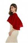 Keivvsh Châle en mousseline de soie pour femme pour robe de soirée, cape de mariage, rouge vin, taille unique