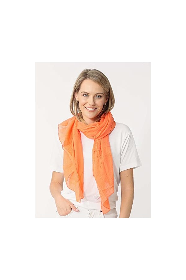 Cœur jumelé en soie pour femme et fille Uni Élégant accessoire/coton/soie écharpe/foulard/étole/foulard - Orange - Taille uni
