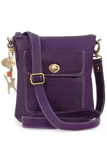 Catwalk Collection Handbags - Cuir Véritable - Petit Sac à Main/Sac Bandoulière/Sac Besace/Messenger/Sac Porté Croisé - Femme