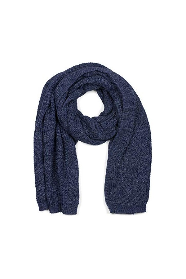 styleBREAKER Écharpe unisexe tricotée avec motif ondulé, écharpe dhiver tricotée unie, tricotée en vrac, motif à trous 01018