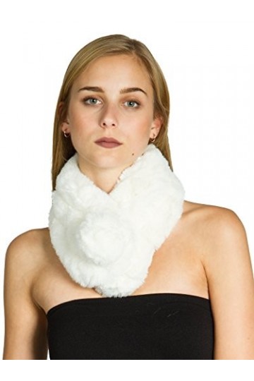 Caspar SC478 Faux col en imitation fourrure pour femme, Couleur:blanc, Taille:Taille unique