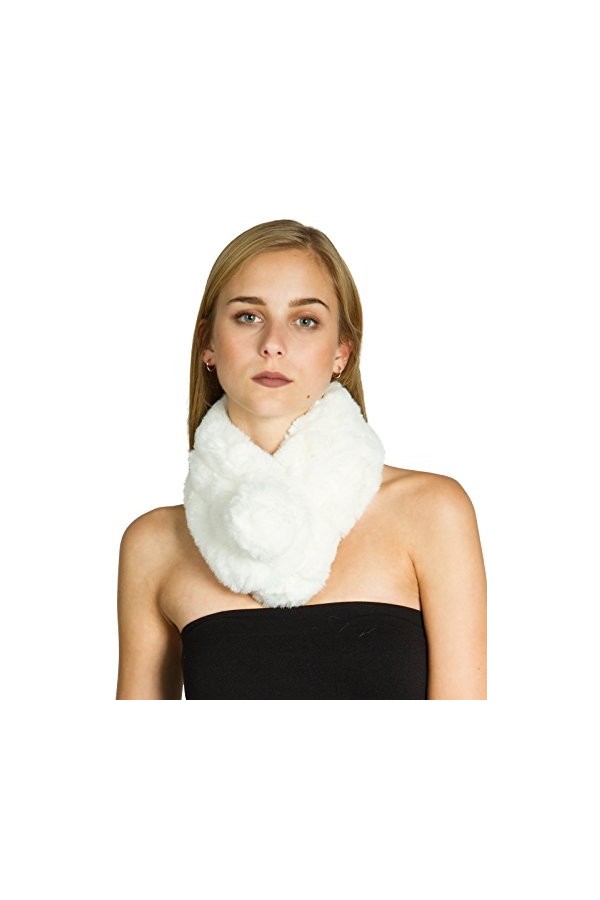 Caspar SC478 Faux col en imitation fourrure pour femme, Couleur:blanc, Taille:Taille unique