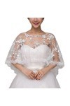 CHIC DIARY Élégant étole femme dentelle festive cape tulle blanc cape boléros pour robe de mariée robe de soirée, Blanc., tai