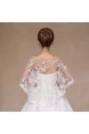 CHIC DIARY Élégant étole femme dentelle festive cape tulle blanc cape boléros pour robe de mariée robe de soirée, Blanc., tai