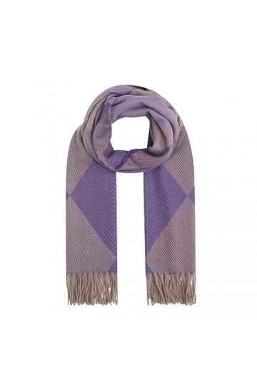 Ever Bloom Écharpe pour femme avec dégradé de couleur et motif de diamant, franges, foulard coloré pour lhiver et lautomne,