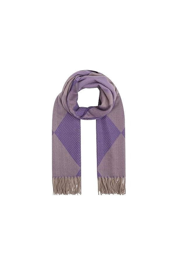 Ever Bloom Écharpe pour femme avec dégradé de couleur et motif de diamant, franges, foulard coloré pour lhiver et lautomne,