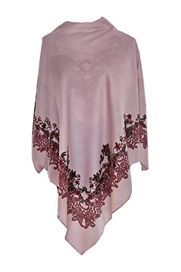 Musulman Écharpe rose pour femme en cachemire avec cachemire et fleurs étole de qualité supérieure - Très haute qualité 100 c