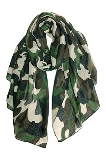 DAMILY Femmes Foulard Longue Homme Echarpes Camouflage Léger Châles en Coton Armée Verte