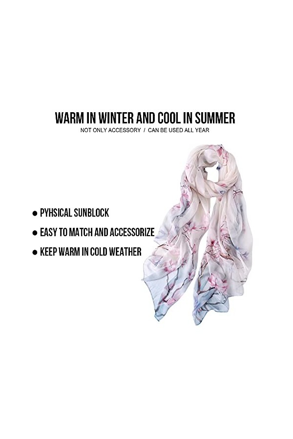 STORY OF SHANGHAI Femme Foulard 100% Soie Imprime Floral Grande Echarpe Châle Ultra-Léger Respirant Elégant 175 * 110CM,Rose 