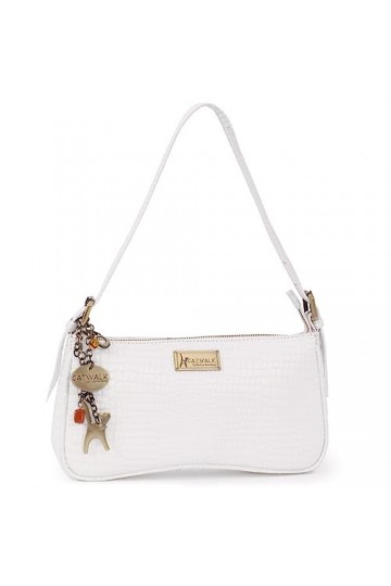 Catwalk Collection Handbags - Petit Sac à Main Porté Épaule Femme - Cuir Imprime Crocodile - CELINE - Blanc