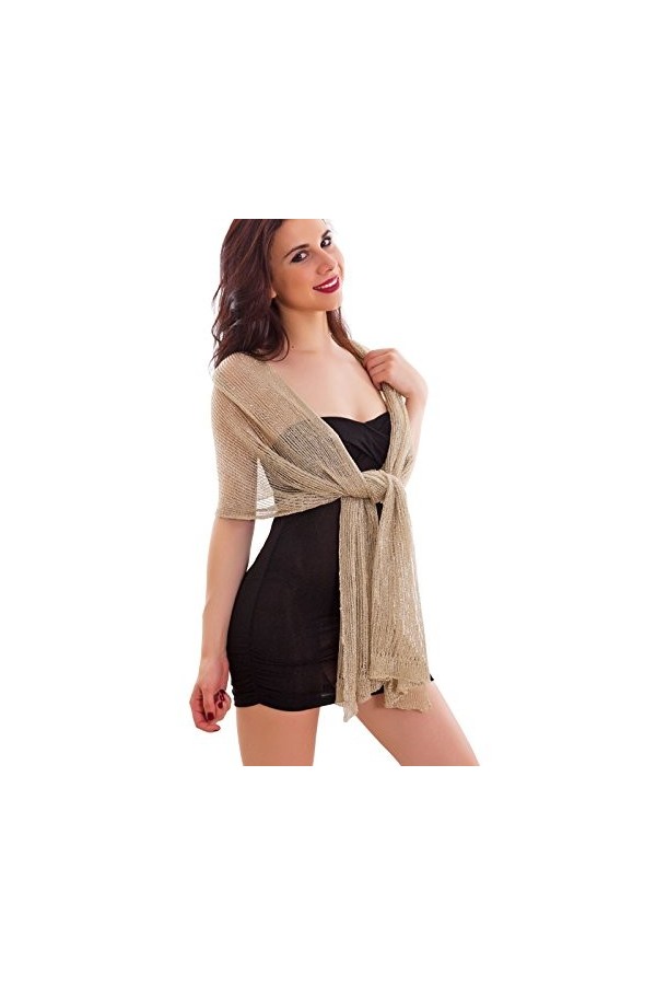 Toocool - Écharpe femme étole lurex élégant châle cérémonie couvre-balles nouveau LE-01, argent, Taille unique