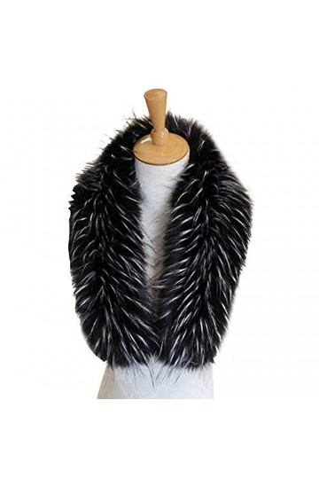 Amorar Femme Écharpe en Fourrure De Foulards en Fausse Fourrure Col Enveloppez Pashminas pour Manteau dhiver Col Bord Capot 