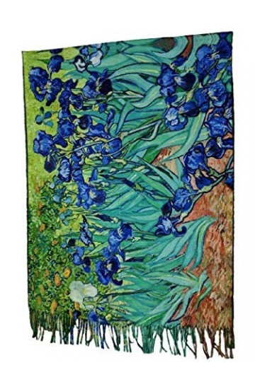 écharpe viscose cadeau femme anniversaire noël art mode étole foulard Pashmina couvre boules Van Gogh Iris, multicolore, Tail