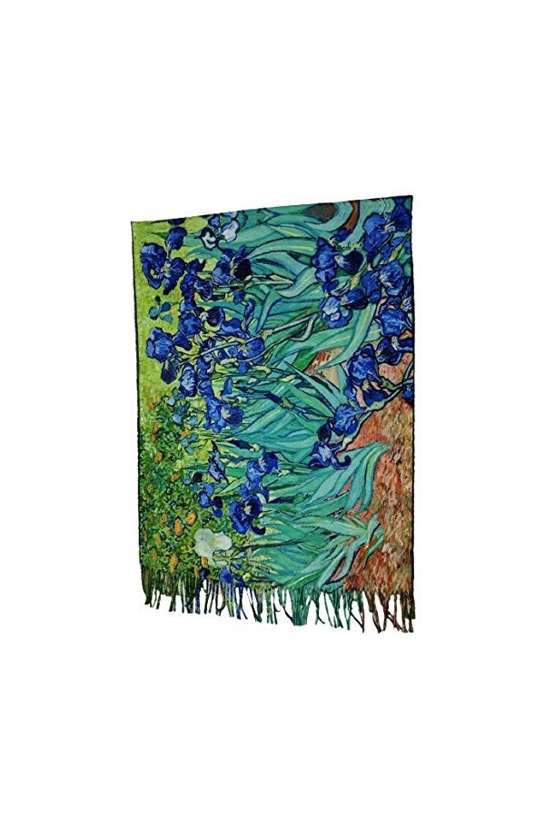 écharpe viscose cadeau femme anniversaire noël art mode étole foulard Pashmina couvre boules Van Gogh Iris, multicolore, Tail