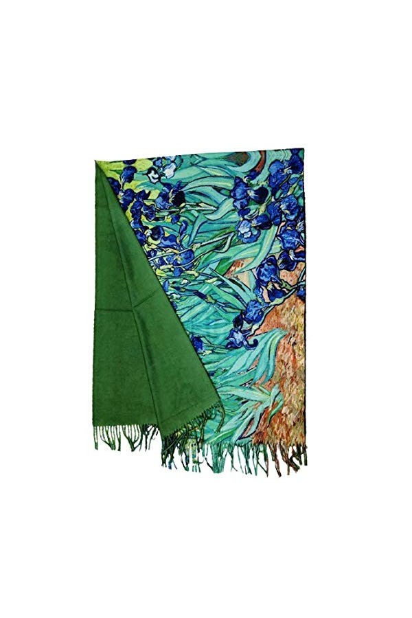 écharpe viscose cadeau femme anniversaire noël art mode étole foulard Pashmina couvre boules Van Gogh Iris, multicolore, Tail