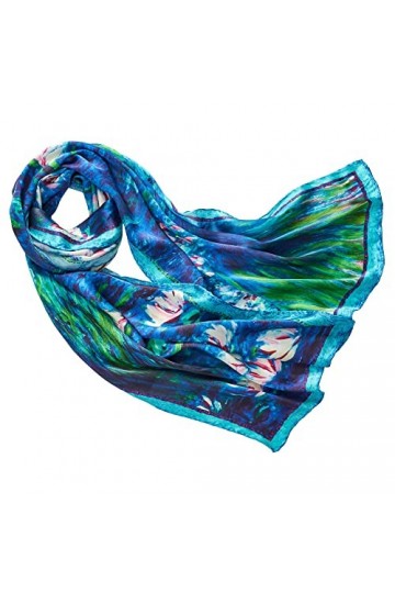 prettystern 160cm Femme longue Écharpe Foulard en Soie d´art tableau peinture Claude Monet les Nympheas P551