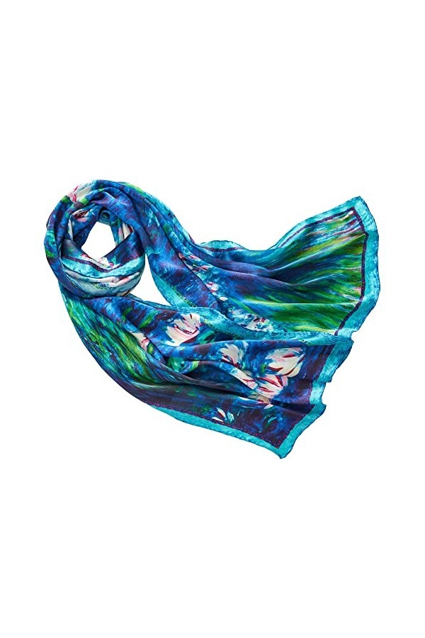 prettystern 160cm Femme longue Écharpe Foulard en Soie d´art tableau peinture Claude Monet les Nympheas P551