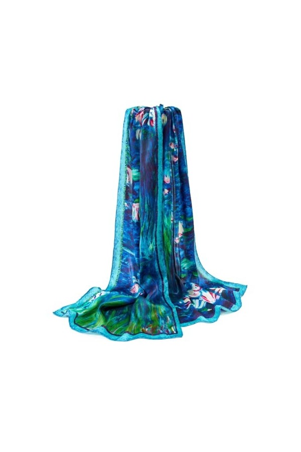 prettystern 160cm Femme longue Écharpe Foulard en Soie d´art tableau peinture Claude Monet les Nympheas P551