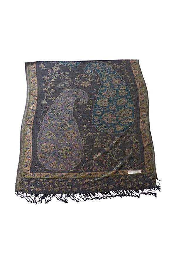 CJ Apparel Vert Multi Color Jammu Design Châle Secondes 2 Ply réversible écharpe étole Wrap Pashmina