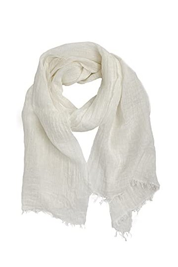 JOPHY & CO. Écharpe 100% lin femme homme légère élégante, crème, Taille Unique