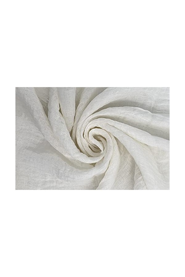 JOPHY & CO. Écharpe 100% lin femme homme légère élégante, crème, Taille Unique