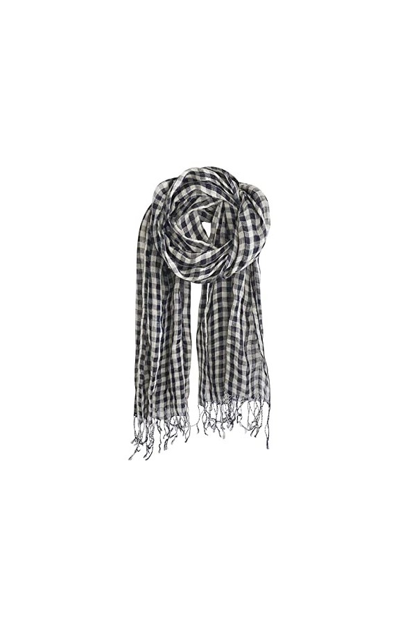 LumiSyne Mode Foulard Femme Homme Écharpe En Lin Motif à Carreaux Rayé Classique Écharpes Légère Et Respirante Chaude Étole W