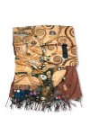 all sas Écharpe en laine avec franges avec imprimé cadre Klimt idée cadeau anniversaire Noël, multicolore, XL