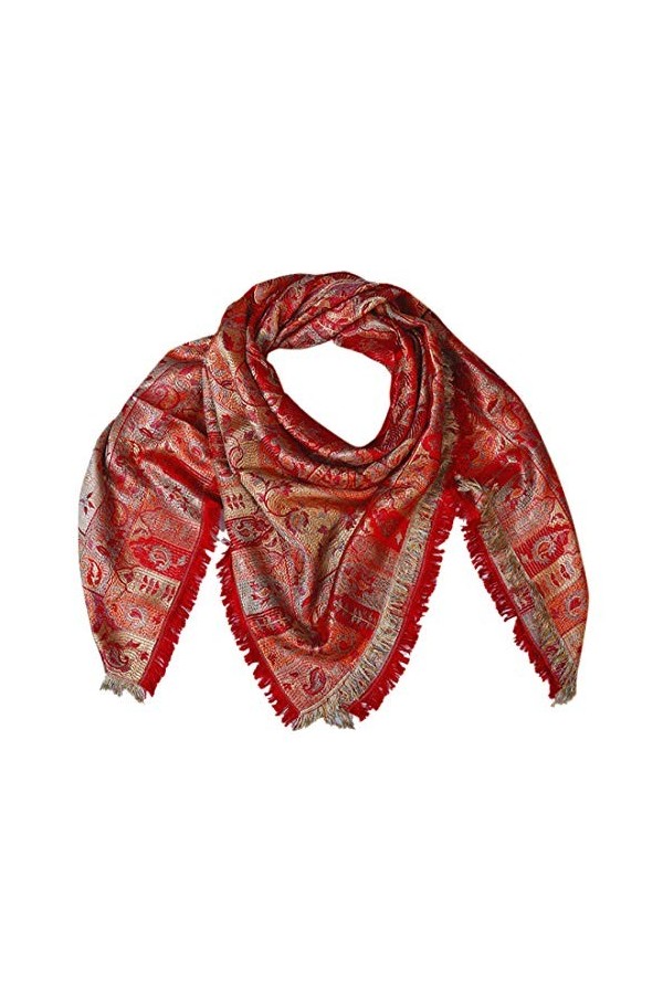 Lorenzo 78574 Cana Serviette de luxe en soie tissée 100% soie Motif cachemire Pashmina Rouge