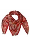 Lorenzo 78574 Cana Serviette de luxe en soie tissée 100% soie Motif cachemire Pashmina Rouge