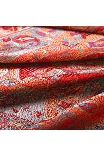 Lorenzo 78574 Cana Serviette de luxe en soie tissée 100% soie Motif cachemire Pashmina Rouge