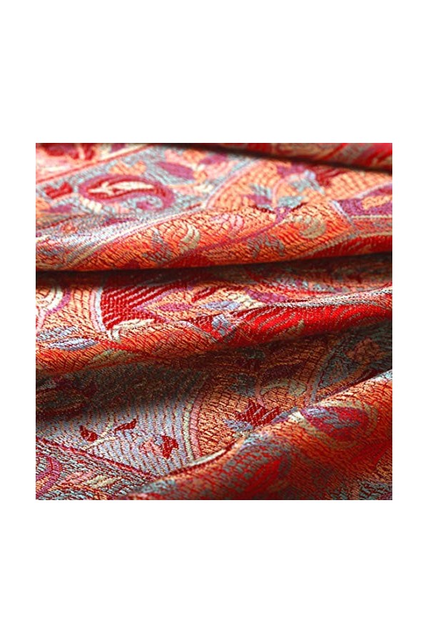 Lorenzo 78574 Cana Serviette de luxe en soie tissée 100% soie Motif cachemire Pashmina Rouge