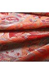 Lorenzo 78574 Cana Serviette de luxe en soie tissée 100% soie Motif cachemire Pashmina Rouge