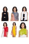 Stylore Écharpe en mousseline de soie légère et douce pour toutes les saisons, 6 pièces : noir, blanc, gris, rouge, jaune, ve