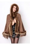 BEAUTELICATE Poncho Fourrure Cape à Capuche Châle Étole Tricoté Manteau Chaud pour Femme Hiver Mariage Soirée Mariée Demoisel