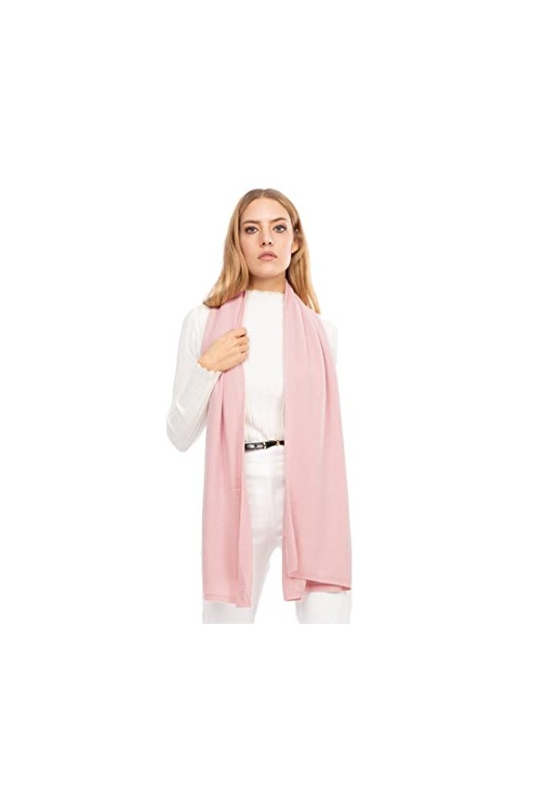 Marine Cashmere - Écharpe en mélange cachemire pour Femme, doux fil en cachemire, fabriqué en Italie Noir 