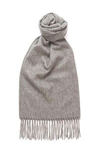 Glen Isla Écharpe 100 % laine dagneau - Gris uni - Fabriqué en Grande-Bretagne, gris, 165cm x 25cm