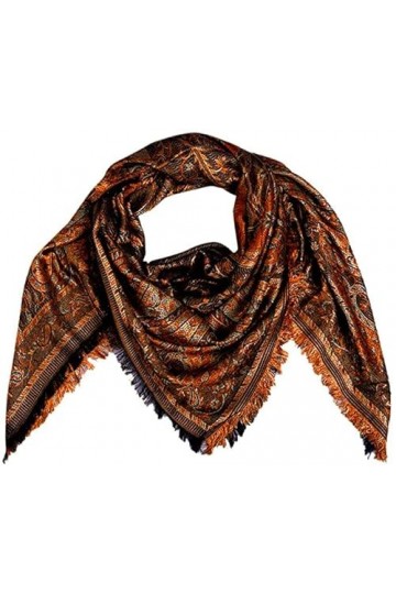 Lorenzo 78575 Cana Serviette de luxe en soie Jacquard 100% soie Motif cachemire Pashmina Marron