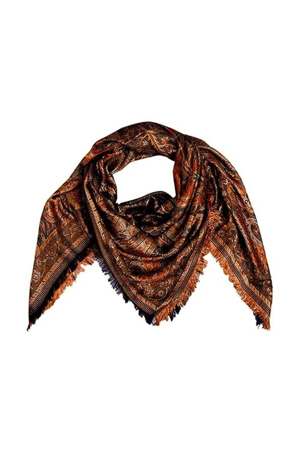 Lorenzo 78575 Cana Serviette de luxe en soie Jacquard 100% soie Motif cachemire Pashmina Marron