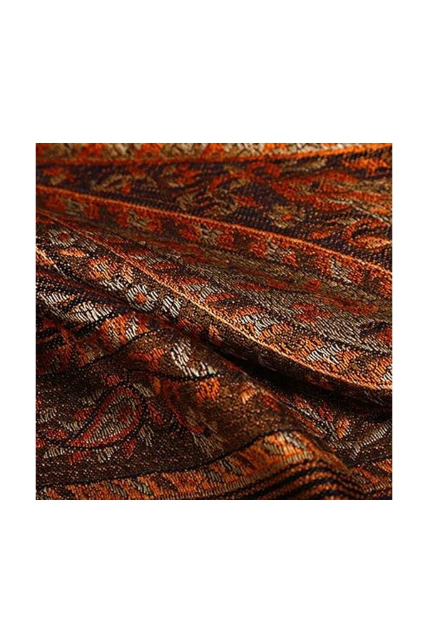 Lorenzo 78575 Cana Serviette de luxe en soie Jacquard 100% soie Motif cachemire Pashmina Marron