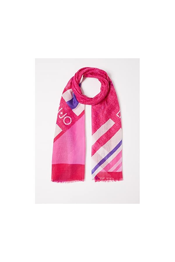 Écharpe Liu Jo étole logo chain 70x180 2A3011 T0300 framboise light, multicolore, 70 x 180 cm