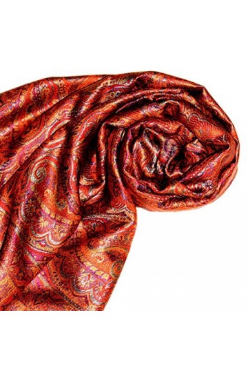 LORENZO CANA Écharpe Pashmina Jacquard tissé 100% soie Motif cachemire Multicolore 70 x 190 cm - Taille Unique