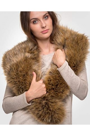 Futrzane Etola Echarpe Fausse Fourrure Châle Col dhiver Orange Raton laveur 