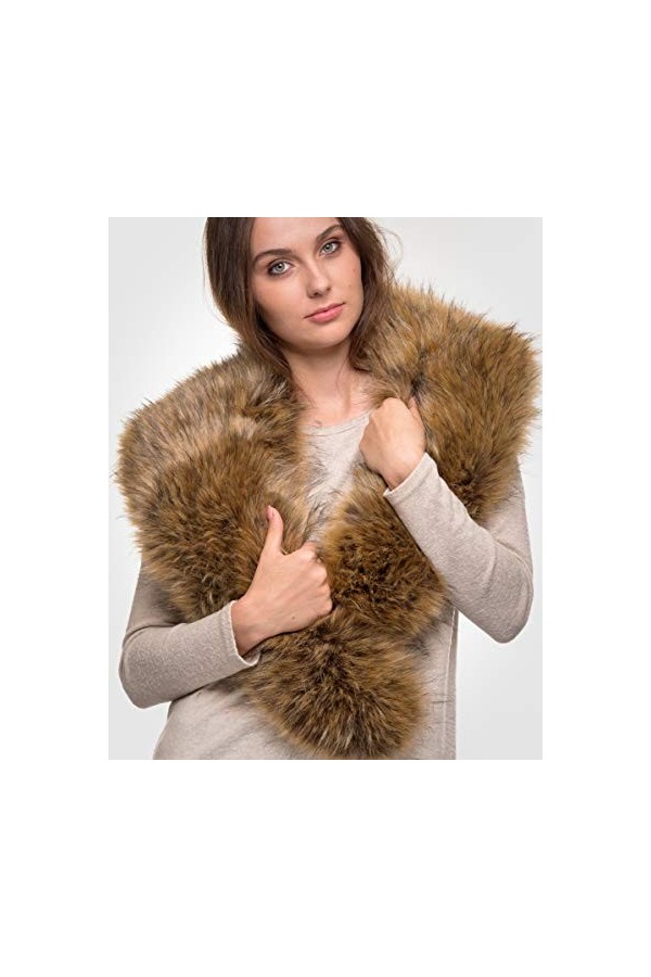 Futrzane Etola Echarpe Fausse Fourrure Châle Col dhiver Orange Raton laveur 