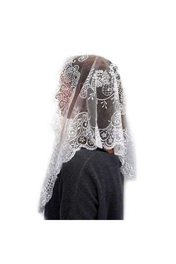 ANGELYK corsets habillés - Mantille Etole Triangle Véritable Dentelle Blanche Satinée 60 x 80 x 120cm Catho